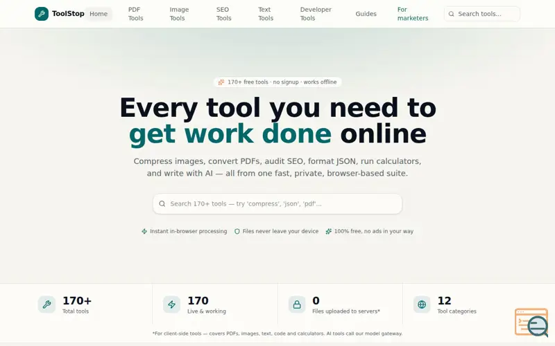 Screenshot of ToolStop