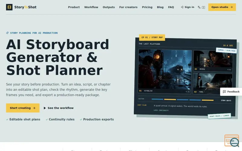Screenshot of StoryToShot