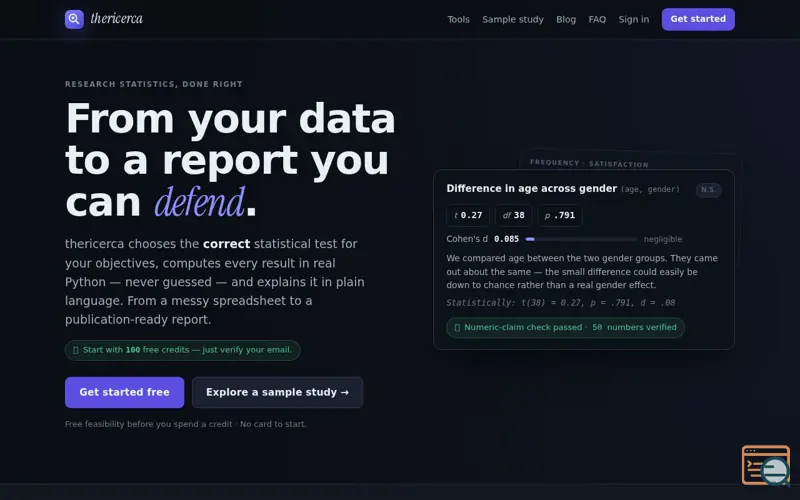 Screenshot of thericerca