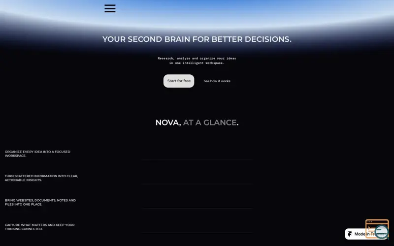 Screenshot of NOVA — AI & Spatial Framer Template