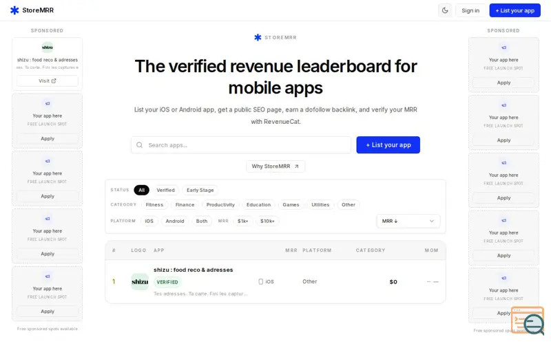 Screenshot of StoreMRR