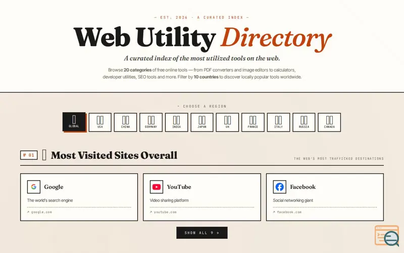 Screenshot of Web Utility Directory
