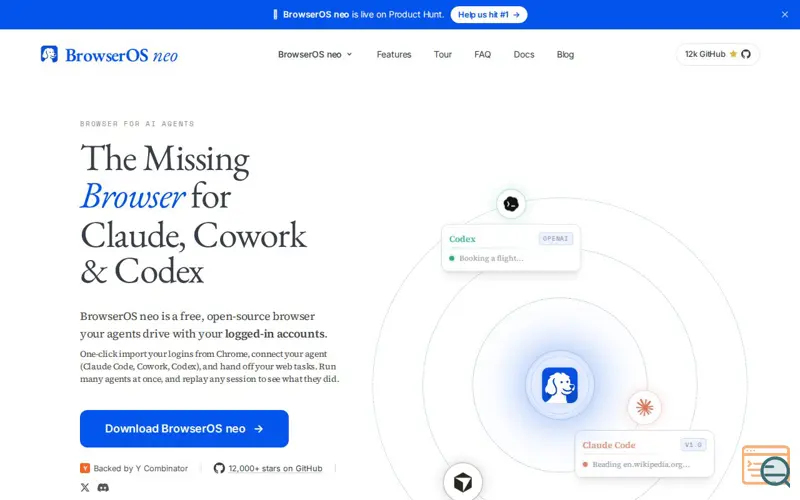 Screenshot of BrowserOS neo