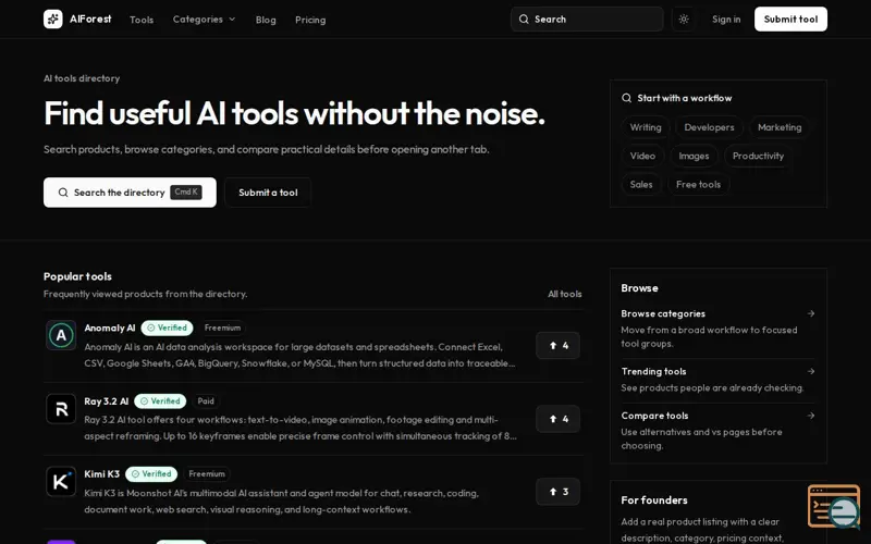 Screenshot of AIForest