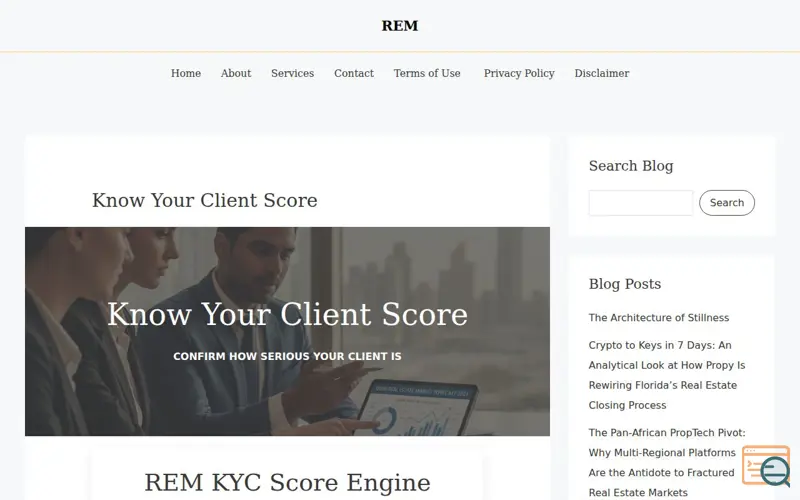 Screenshot of REM KYC