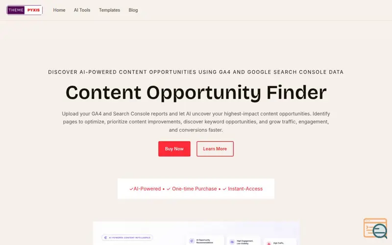 Screenshot of Content Opportunity Finder