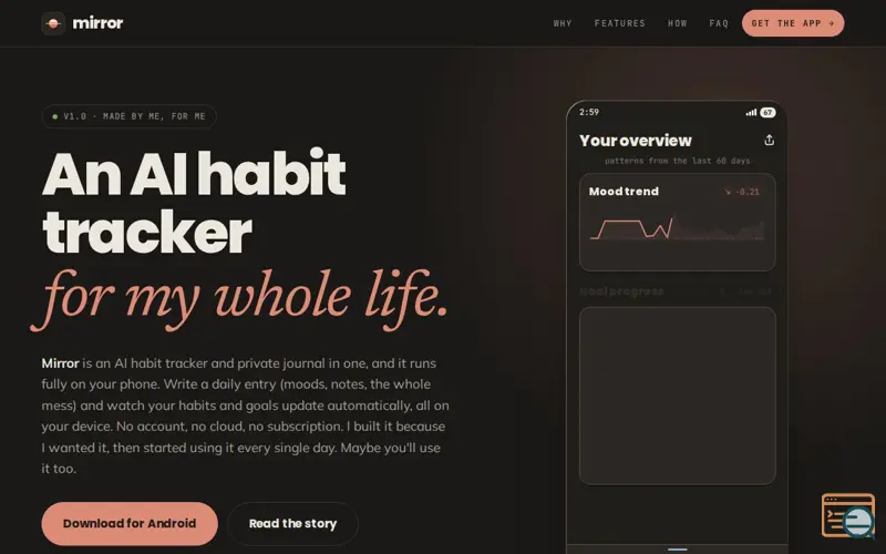Screenshot of Mirror - AI Habit Tracker & Journal