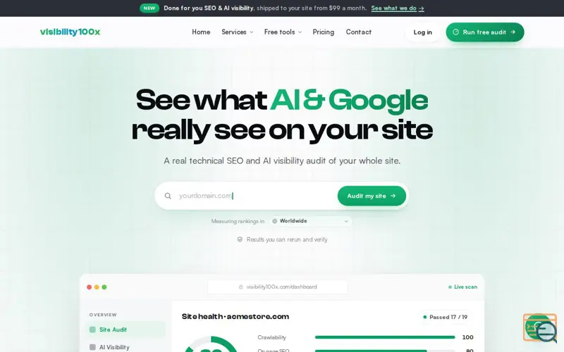 Screenshot of Visibility100x