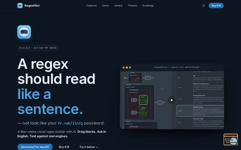 Screenshot of RegexPilot