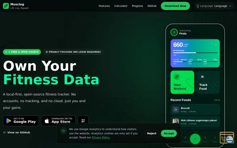 Screenshot of musclog.app