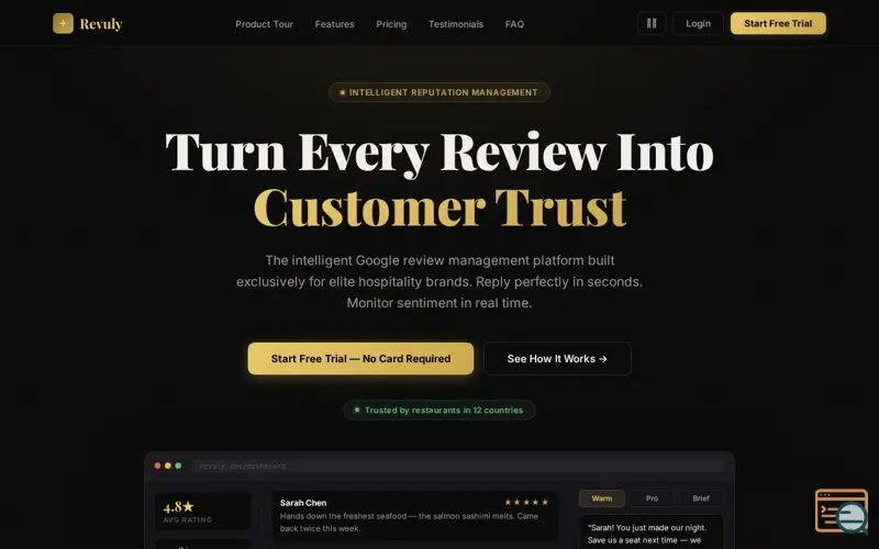 Screenshot of Revuly — Smart Google Review Replies