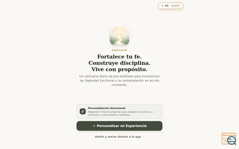 Screenshot of GodCalm • Faith, Discipline & Purpose • Daily Christian Devotional & Bible