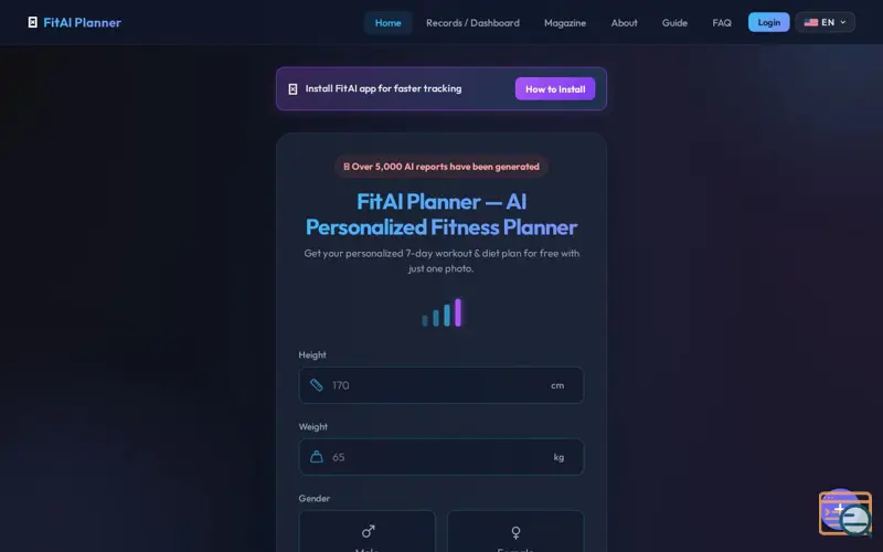 Screenshot of FitAI Planner