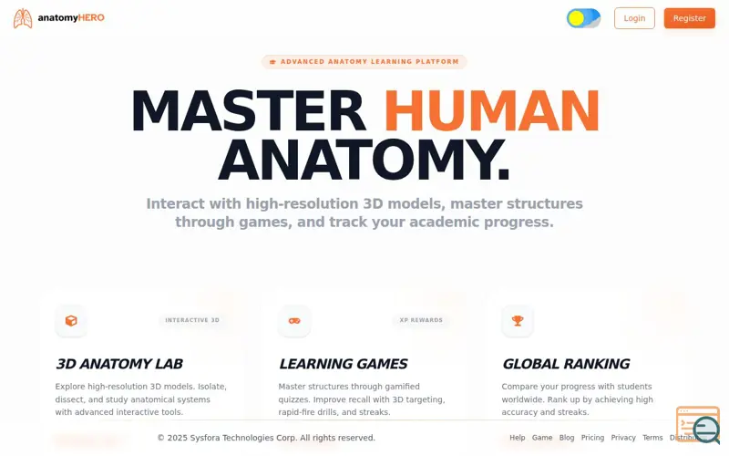 Screenshot of anatomyHERO