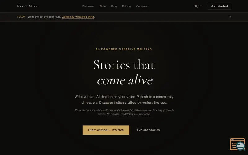 Screenshot of FictionMaker, a launch using Grok
