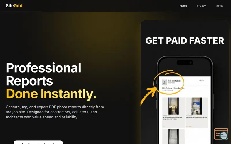Screenshot of SiteGrid