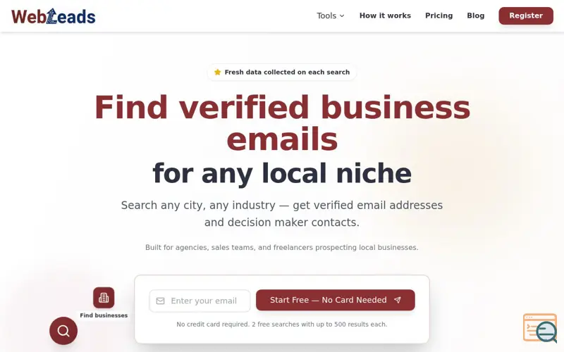 Screenshot of WebLeads