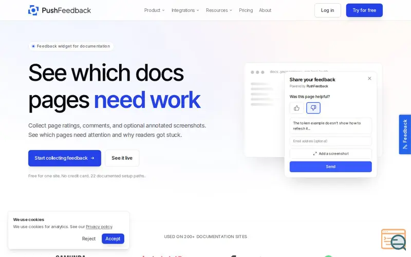 Screenshot of PushFeedback