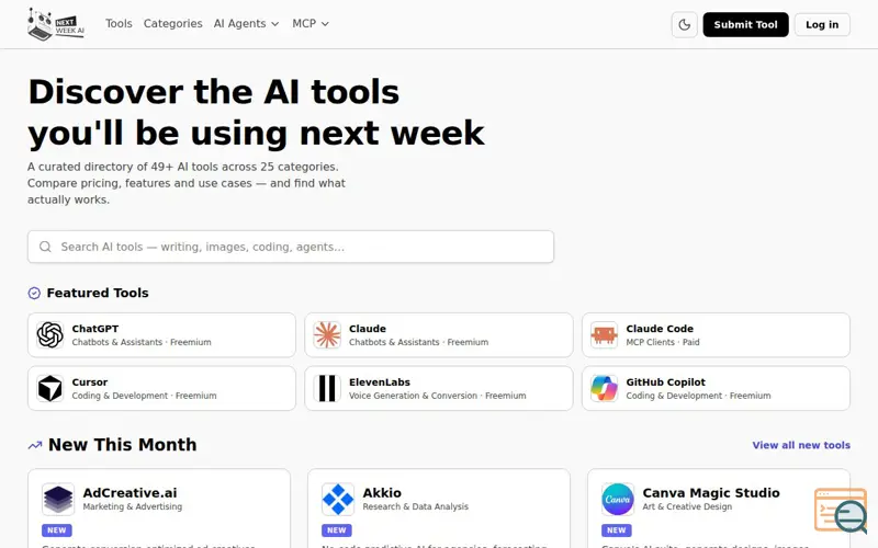Screenshot of NextWeek AI Directory