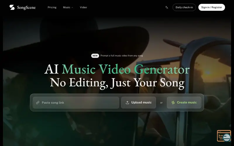 Screenshot of AI Music Video Generator | No Editing, Just Your Song | SongScene
