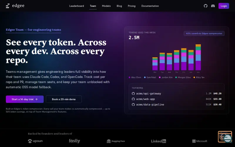 Screenshot of Edgee Team, a launch using Mintlify