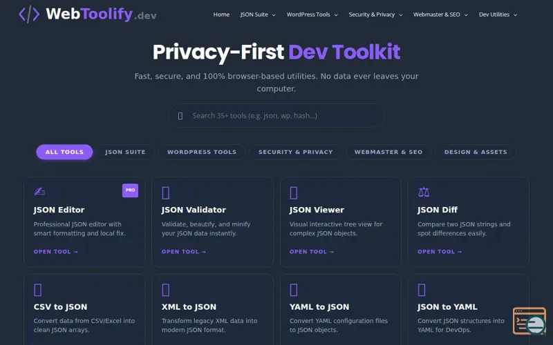 Screenshot of WebToolify