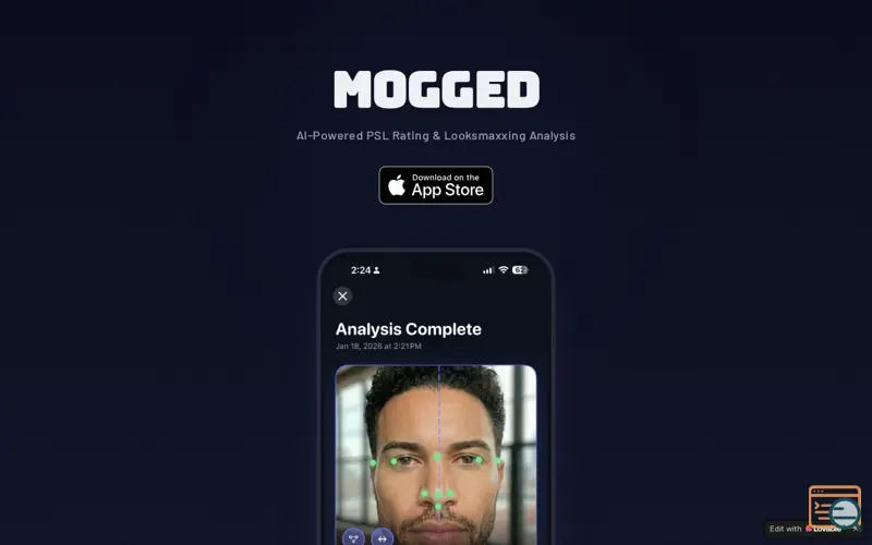 Screenshot of Mogged: AI Face Rating & Glow-Up Plan
