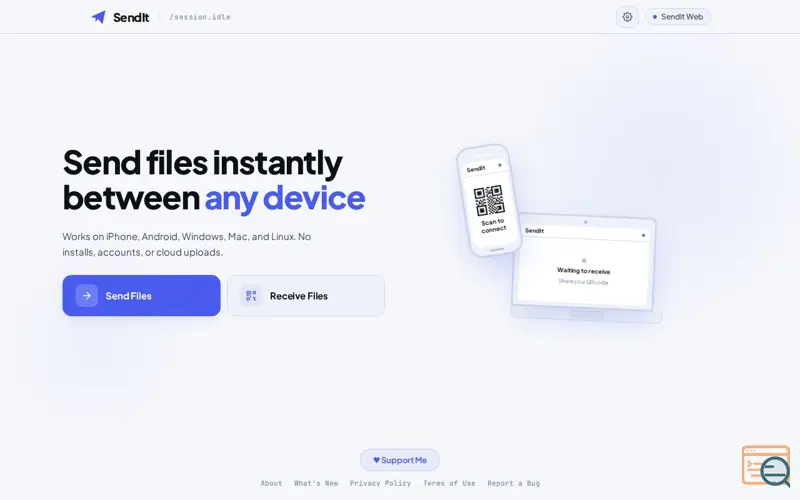 Screenshot of SendIt