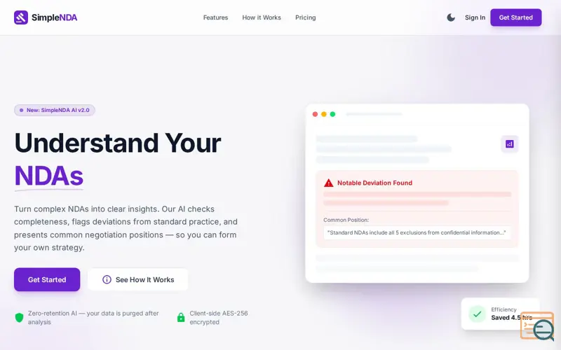 Screenshot of SimpleNDA