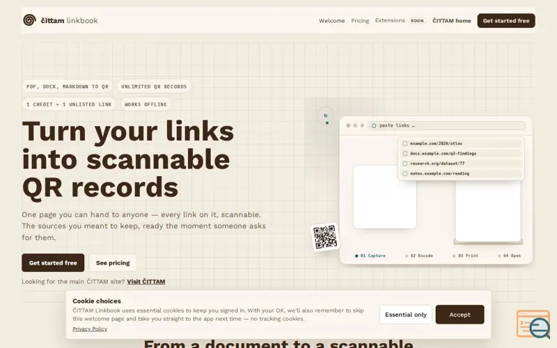 Screenshot of CITTAM LINKBOOK