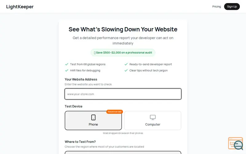Screenshot of LightKeeper