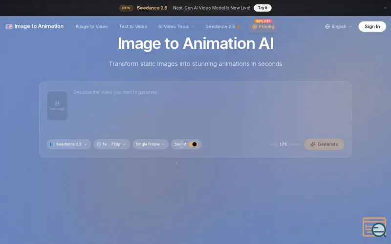 Screenshot of Image to Animation, a launch using Findly.tools