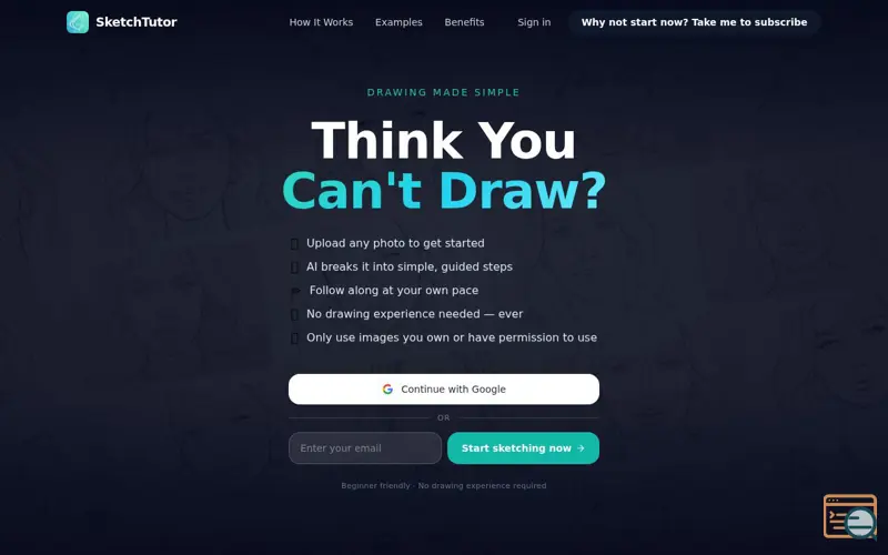 Screenshot of Sketch Tutor - Image to Sketch Tutorial