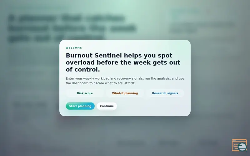 Screenshot of Burnout Sentinel