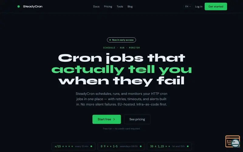 Screenshot of SteadyCron