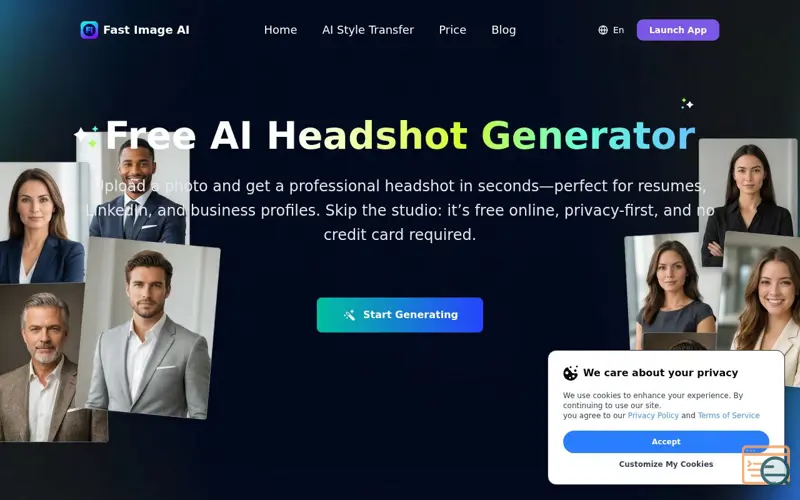 Screenshot of Fast Image AI Headshot Generator