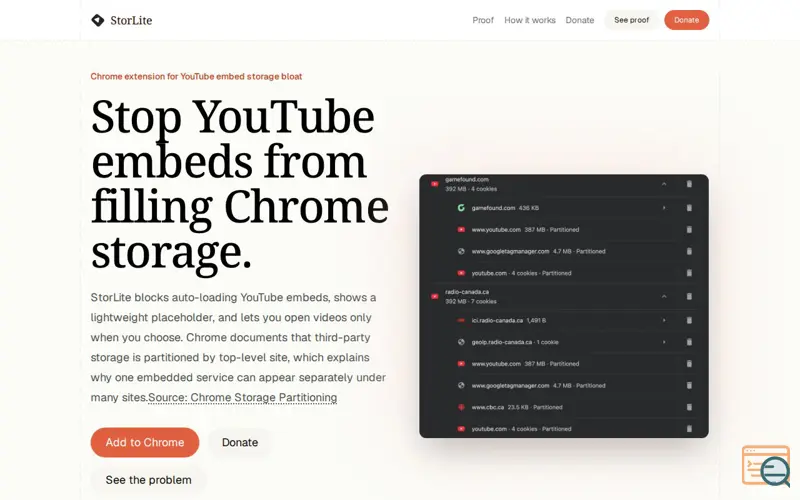 Screenshot of StorLite