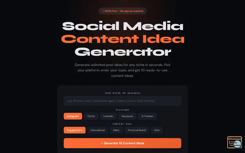 Screenshot of Content Idea Generator
