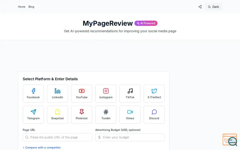 Screenshot of MyPageReview
