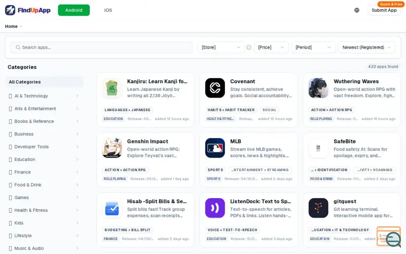 Screenshot of FindUpApp