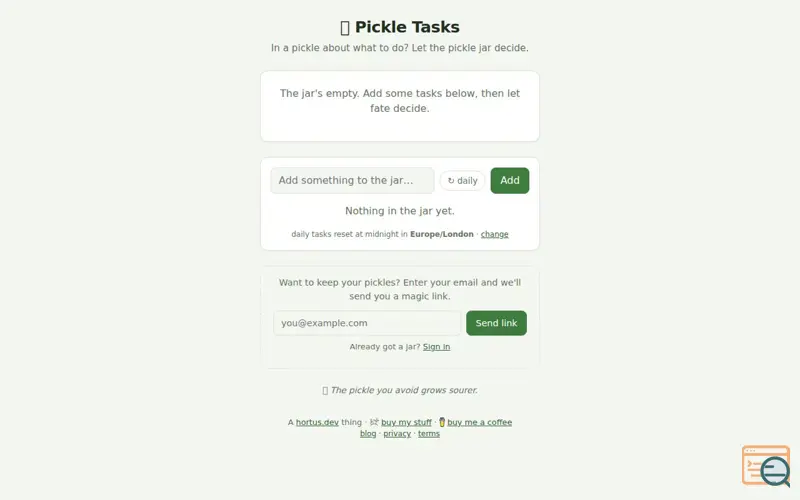 Screenshot of Pickle Tasks