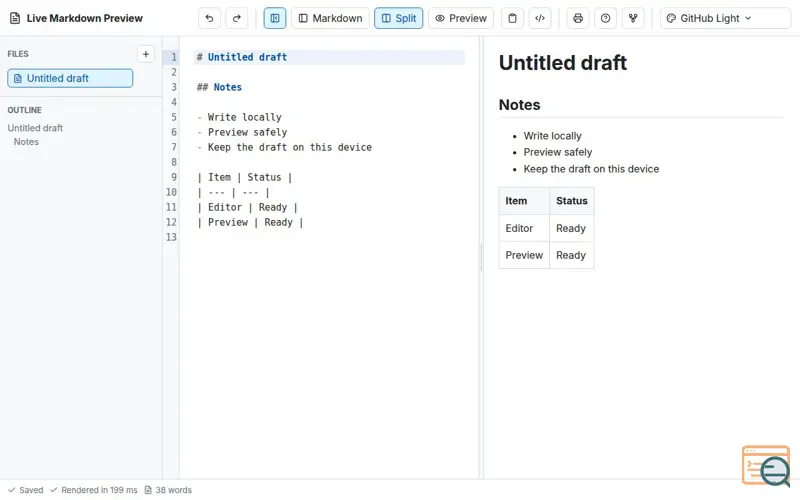 Screenshot of Live Markdown Preview
