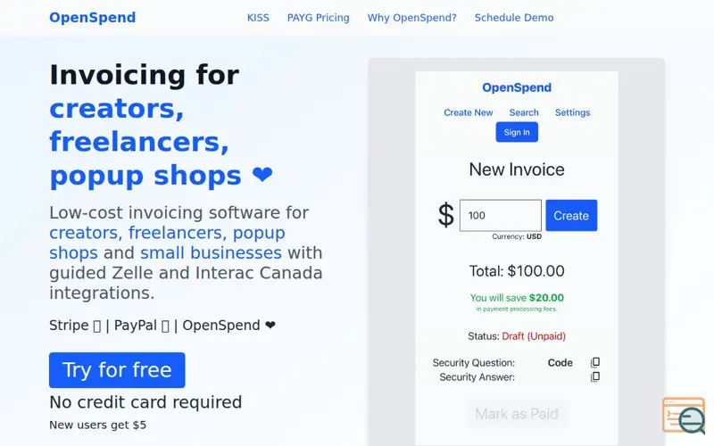 Screenshot of OpenSpend