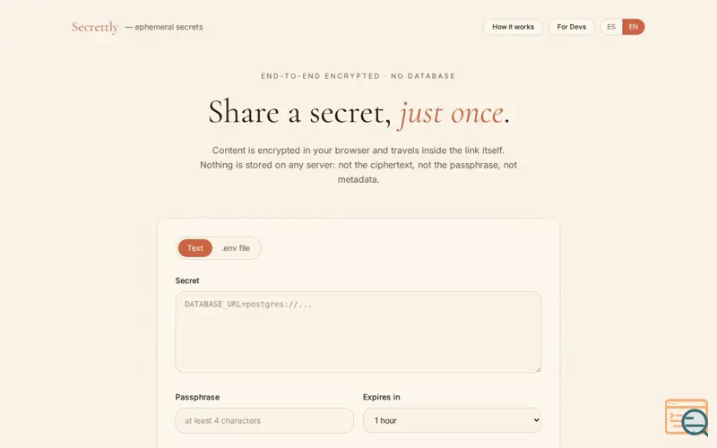 Screenshot of Secrettly - privacy for developer