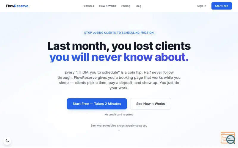 Screenshot of FlowReserve