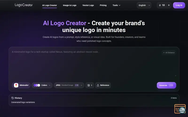 Screenshot of TheLogoCreatorAI