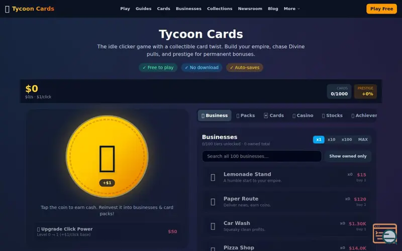 Screenshot of Tycoon Cards — Free Idle Clicker & Card Collector Game