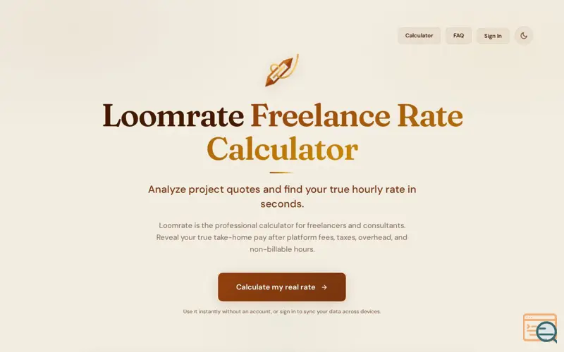 Screenshot of Loomrate