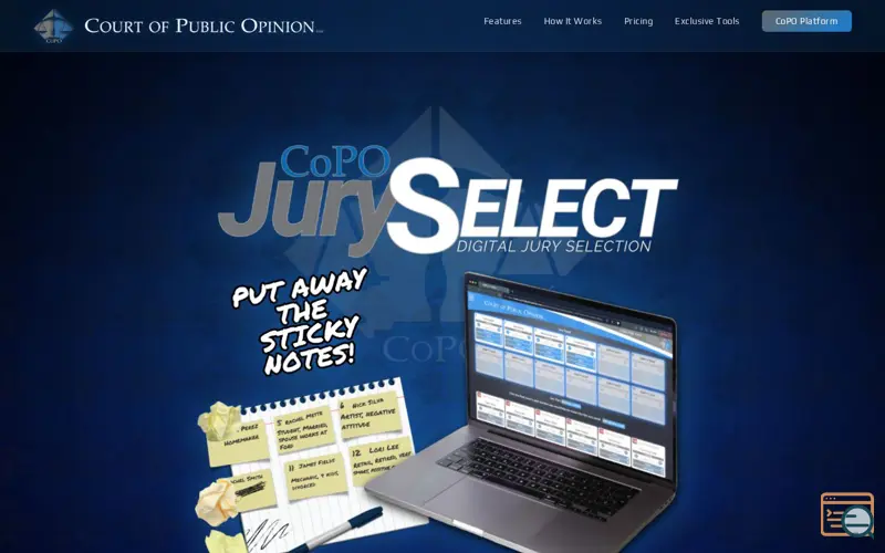 Screenshot of COPO JurySelect