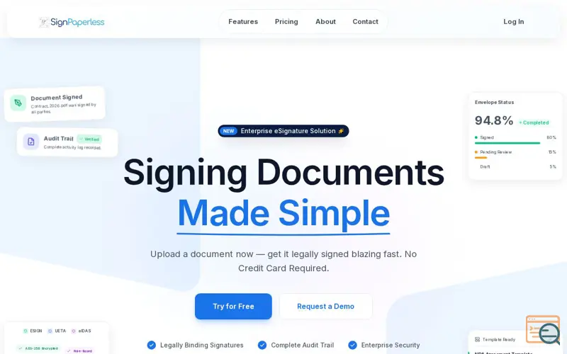 Screenshot of Signpaperless